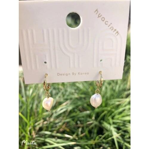 S925 Silver Ear Buckle Stud Earrings Natural Freshwater Irregular Shell With Brass14kReal Gold Korea Jewelry for Women HYACINTH