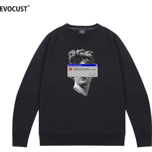 Michelangelo Statue David Print Funny Hip Hop Harajuku Sweatshirts Hoodies men women unisex Combed Cotton