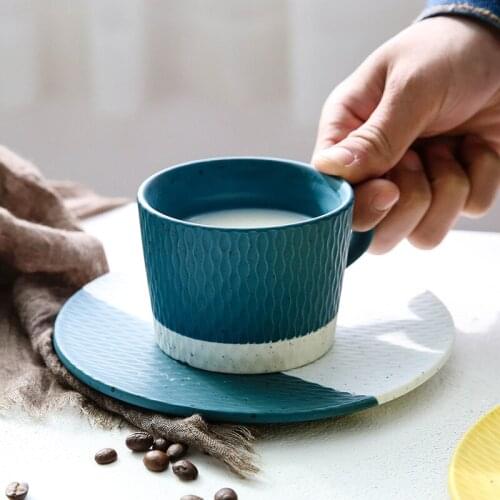 Stylish and brief scrub ceramic coffee cup Creative Office Solid Color Ceramic Cup