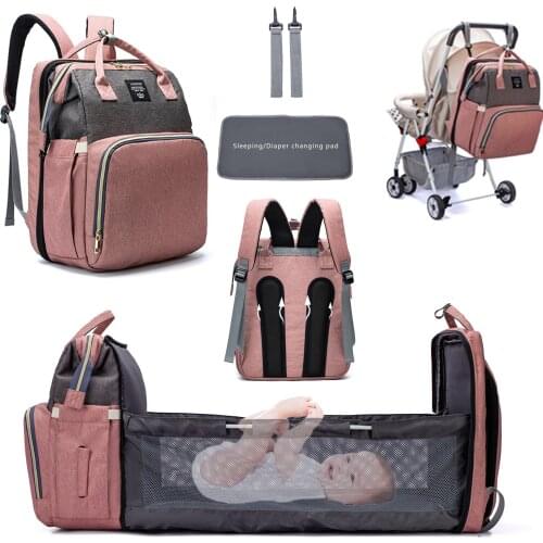 Waterproof Diaper Bag Backpack Multifunctional Large Bed Bags Mommy Maternity Nursing Handbag Stroller Bag with Hooks