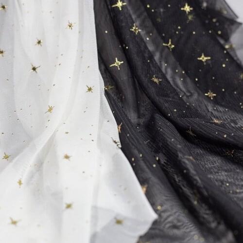 45*145cm bjd doll clothes fabric stars dotted yarn soft mesh DIY handmade clothing material cloth curtain skirt cloth star