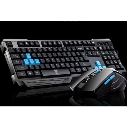 Vococal Gaming Keyboard Mouse Set Fashion 2.4G Wireless Computer Laptop PC Keypad Mice Kit for Home Office Study Gamer Black