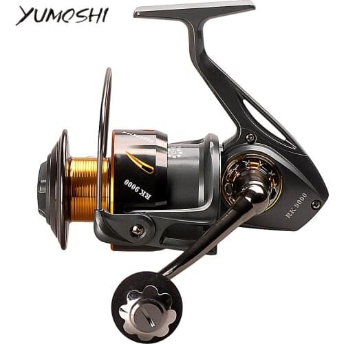YUMOSHI Full Metal Spinning Fishing Reel 5000 6000 7000 8000 9000 3+1BB 5.1:1/5.3:1 Saltwater Lure Reel Carp Fishing Wheel