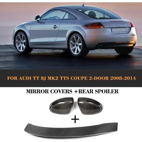 Carbon Fiber Rear Spoiler Rearview Mirror Cap Cover for AUDI TT 8J MK2 TTS 2-Door Coupe Convertible 2008-2014 3pcs