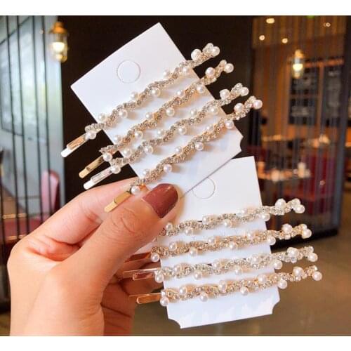 Girls Women Fashion Simple Rhinestone Alphabet Hairpin Headdress Ins Style Girl Hairpin Hair Accessories