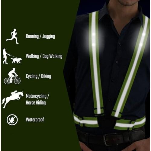 Safety Elastic Luminous Reflective Strap Night Riding Night Running LED Luminous Vest With Reflective Strip Safety Riding