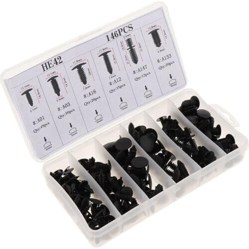146pcs Fender Clip for Car,Push-Type Bumper Fasteners Rivet Clips-12 Sizes