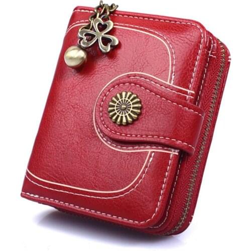 Womens Waxed Leather Coin Wallet Tassels Card Holder Key Pocket Small Hand Bags