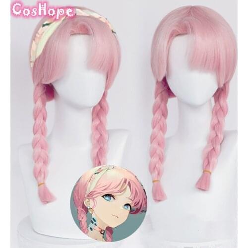 Arknights Blue Poison Wig Women Girl 48cm Braid Wig Hair Pink Wig Cosplay Anime Cosplay Wigs Heat Resistant Synthetic Wigs Hair
