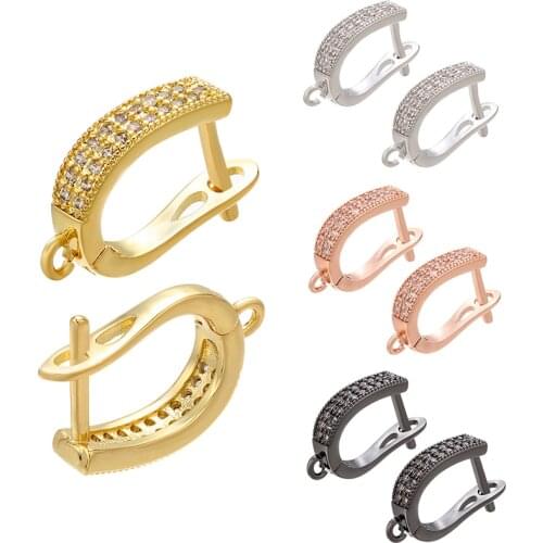 ZHUKOU 12x18mm crystal Earring clasp Hooks Accessories for DIY Jewelry Making Handmade Earring Accessories Supplies model:VE122