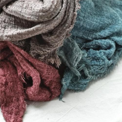 Winter Scarf Cotton And Linen Solider Color Long womens Scarves Shawl Crumpled Warm Men Scarf American Japanese Unisex Style