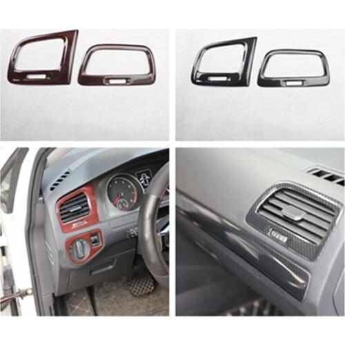 1lot Car stickers ABS carbon fiber grain front both sides air conditioning outlet cover for 2014-2019 Volkswagen VW golf 7 MK7