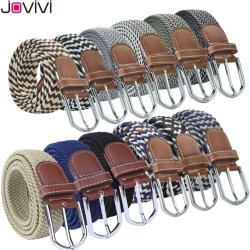 Jovivi 1pc Casual Belts Men Women Canvas Braided Stretch Belt Pin Buckle Elastic Golf Waist Belt Birthday Gift