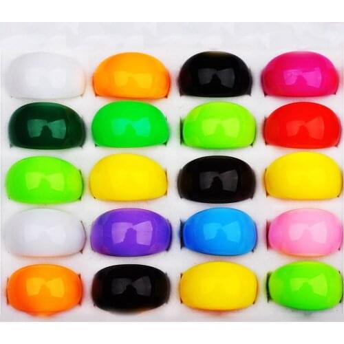 10pcs Bulk Mixed Candy Color Resin Lucite Chunky Rings Jewelry Size 16-20mm Cheap Gift Wholesale Lots