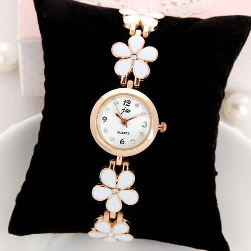 100pcs/lot JW-1189 flower bracelet lady metal watch women rhinestone quartz watches fashion bracelets & bangles dress wristwatch