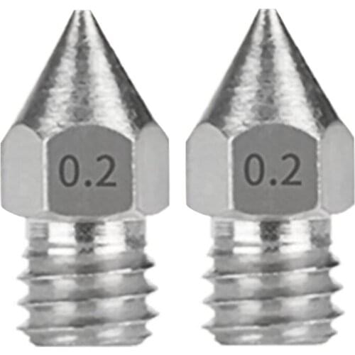 2Pcs 0.2mm 3D Printer MK8 Extruder Brass Nozzle Printheads for MK8 MakerBot