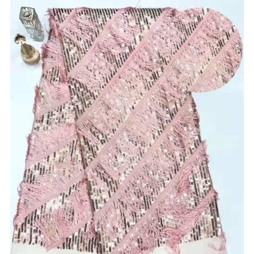 2021 Hot Sale Nigerian Lace Fabric 3D Tassel Sequins Lace Fabric High Quality French Net African Lace Fabric for Sewing FJ3465