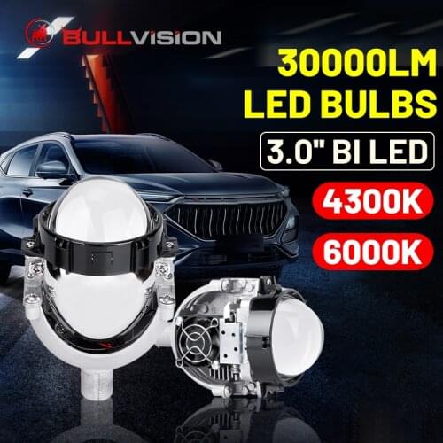 3.0'' Bi LED Projector Lens H1 H4 H7 9005 9006 HB3 HB4 For Headlight 30000LM 4300K 6000K Lenses In Headlight High Beam Low Beam