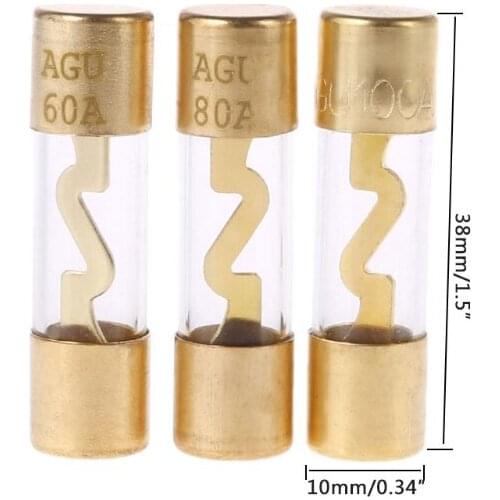 5Pcs Gold Plated Glass AGU Fuse Fuses Pack Car Audio Amp Amplifier U90C
