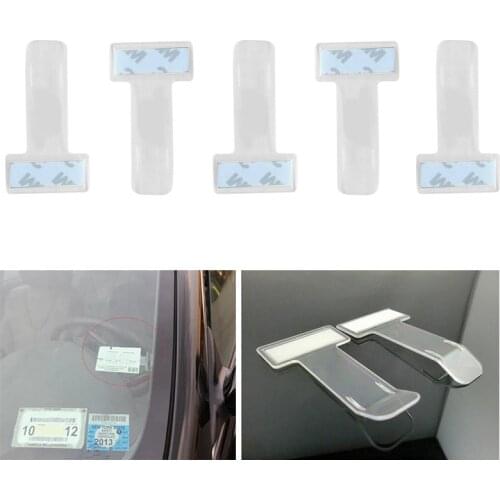 5pcs Transparent Car Windscreen Parking Ticket Permit Holder Clip Paste Automobile Household Note Holder Sticker