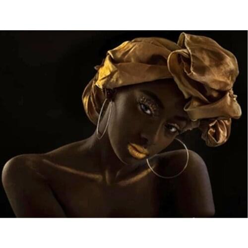 5D Diamond Painting African Black Gold Woman Rhinestones DIY Embroidery Mosaic Kit Cross Stitch Full Square Drill Rhinestones