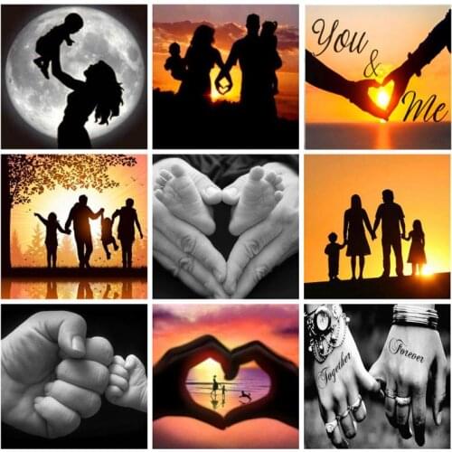 5D DIY Diamond Painting Parent-child Family Love Diamond Embroidery Cross Stitch Handcraft Pictures Rhinestones Mosaic Wall Deco