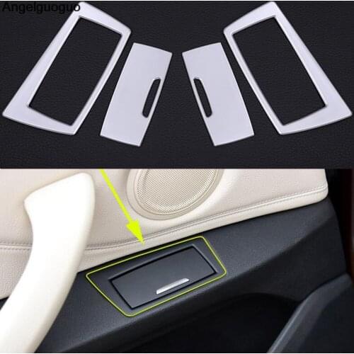 Angelguoguo Car Rear Row door Ashtray Holder Storage Box Trim Frame For BMW X1 F48 2016 2017