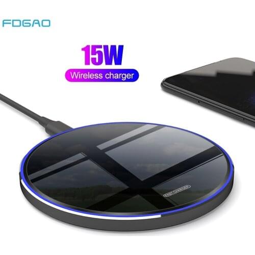 15W Qi Wireless Charger For iPhone X 8 XS XR 11 Pro Max Huawei P40 Pro Samsung S10 S20 Induction Fast Wireless Charging Dock Pad