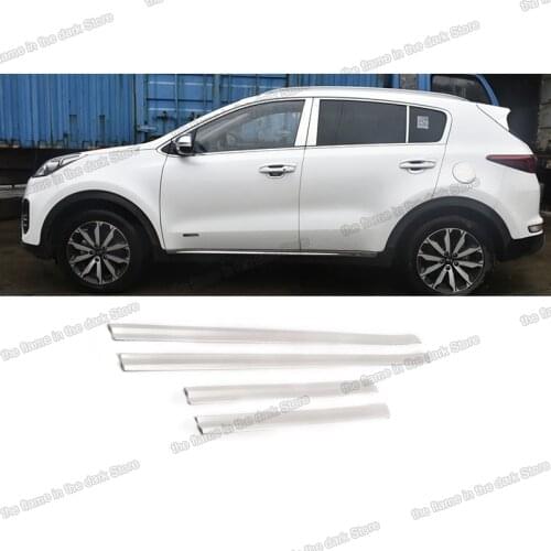 Lsrtw2017 shiny silver car door edge body kit trims for kia sportage ql 4 2016 2017 2018 2019 2020 accessories gt line chrome