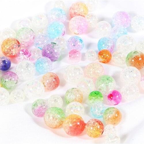 10pcs/lot 8mm/10mm/12mm/14mm White/Color Crackle Acrylic Beads Spacer Ball BeadsFor Jewelry Making DIY Craft Jewelry Findings