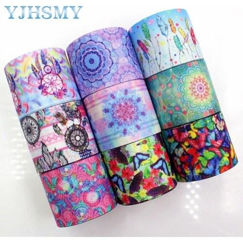 YJHSMY 179281 10 yards 38mm Colorful cartoon ribbon thermal transfer lattice wedding accessories DIY handmade materials