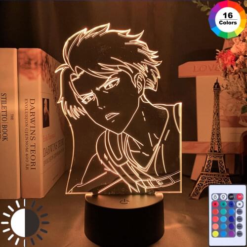 For Attack on Acrylic 3D Lamp for Home Room Decor Light Child Gift LED Night Light Anime TitanBedroom Decoration Light Kids