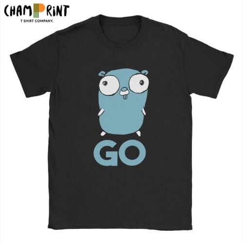 Men T-Shirts Golang Gopher GO Lang Programming Funny 100% Cotton Tee Shirt Short Sleeve Programmer T Shirts O Neck Clothes