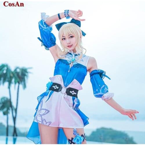 Hot Game Genshin Impact Jean Cosplay Costume Dream Of Sea Breeze Lovely Sweet Swimsuit Female Activity Party Role Play Clothing