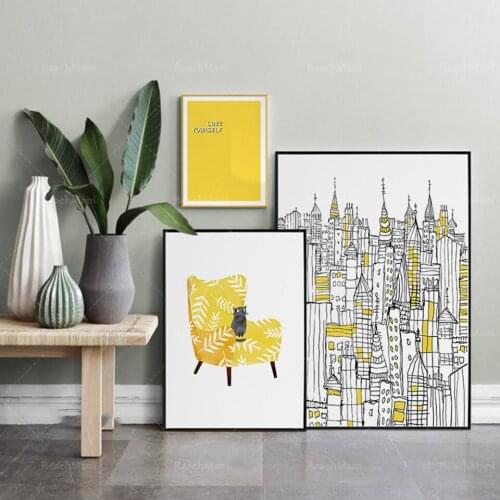 Cartoon Sofa Planet Lighthouse Canvas Painting Nordic Style Printed Modular Poster Wall Art Pictures Artwork Home Bedroom Decor