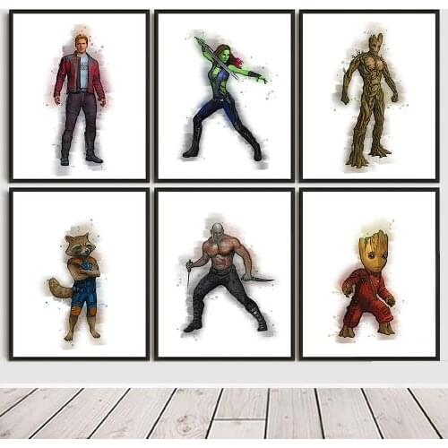 Guardians Of The Galaxy Canvas Painting Avengers Movie Poster Prints Wall Art Tree Man Groot Pictures Boy Kid Bedroom Home Decor