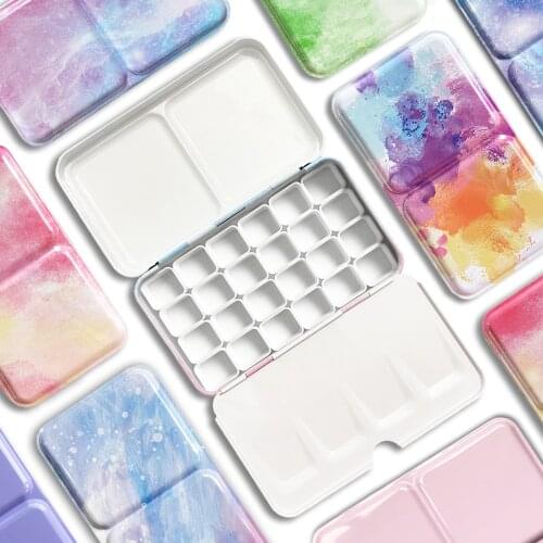 Kemila 24/26 cells Watercolor Oil Paints Tins Box Empty Palette Painting Storage Paint Tray Box For Art Painting Supplie