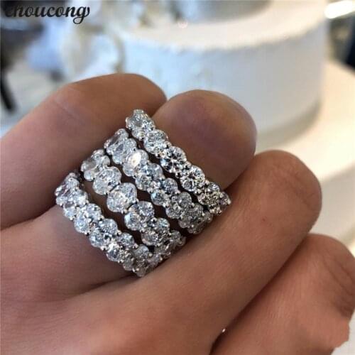 Choucong Hollywood Eternity Band Ring 925 sterling Silver AAAAA cz Promise Wedding Rings For Women men Fashion Party Jewelry