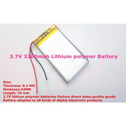 Size 834370 3.7V 3200mah Lithium polymer Battery with Board For PDA Tablet PCs Diital Products