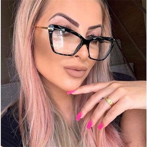 Retro Fashion Clear Cat Eye Glasses Crystal Transparent Frame Optical Womens Eyeglass Frame Myopia Nerd Computer Glasses