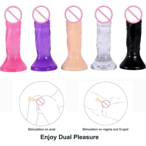 5 Colors Soft Silicone Jelly Realistic Dildo Sex Toys For Men Mini Penis Butt Plug Suction Cup G Spot Stimulator Anal Plug Dildo