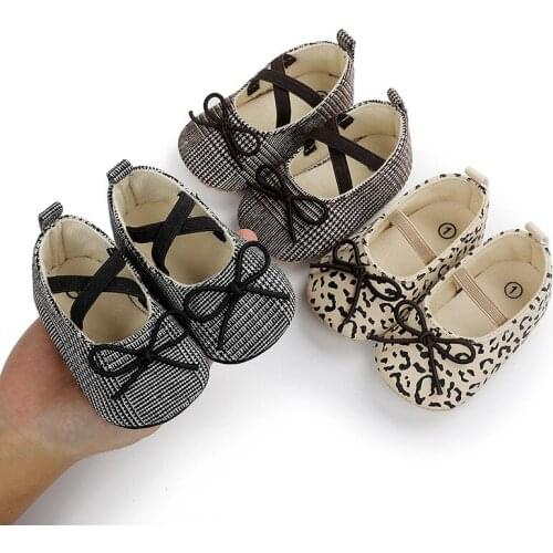 Infant Newborn Baby Shoes Girls Spring Flats Bowknot Princess Dress Shoes No-Slip First Walkers