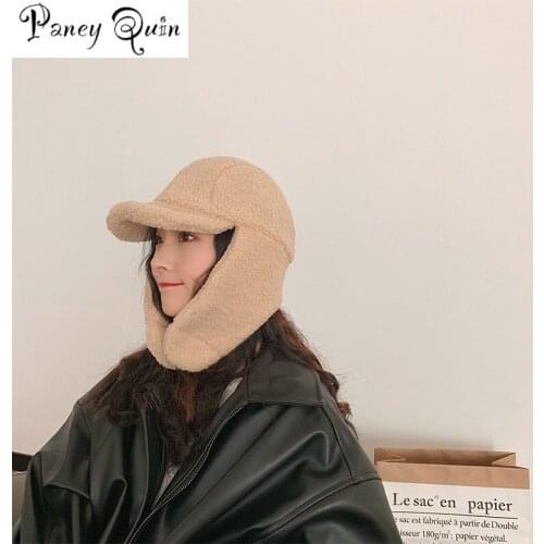 Hat Womens winter lovely ear protection Plush thickened Bomber Hats Lambswool Cap Girl Fashion Thickened Soft Warm Hats