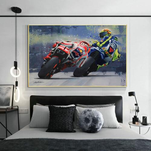 Modern Motorcycle Racer Poster Print on Canvas and Print Oil Paintings Wall Art for Scandinavian Room Home One Piece Decoration