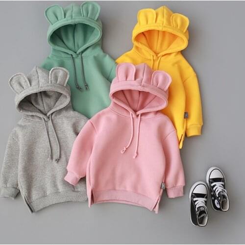 Toddler Baby Boy Girl Hooded Cartoon3D Ear Hoodie Sweatshirt Tops Clothes Roupa Infantil Children Sportswear Tracksuits