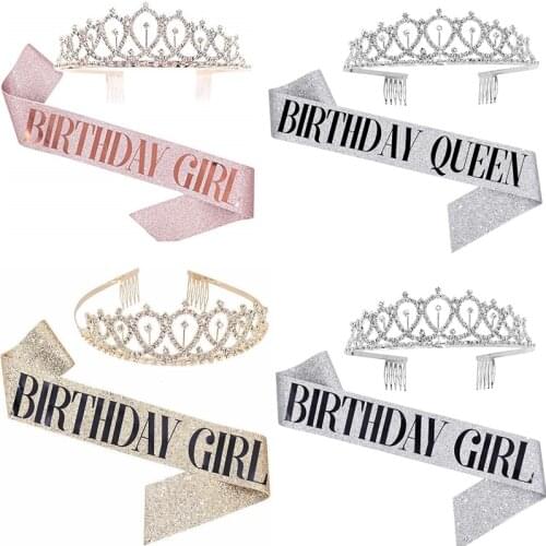 Rhinestone Crystal Crown Wedding Crown Hair Jewelry Bridal Headpiece woman Anniversary Decoration Happy 18 21 30 Birthday Satins