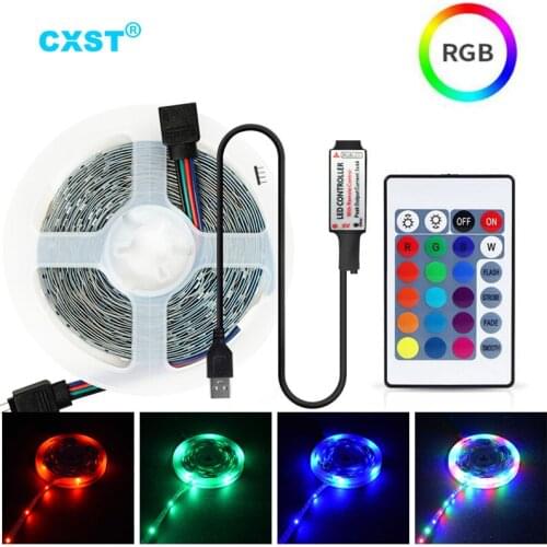 CXST Led Strip Lights RGB 5V USB IR 5M Led Diode Tape for Wall Bedroom Room Decor