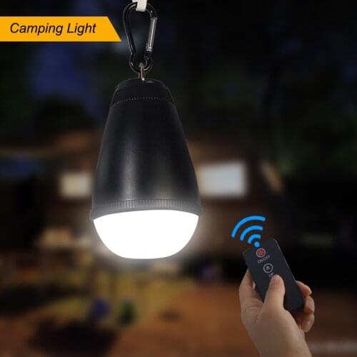 LED Tent Light Camping Emergency Light Portable 10 Meters Wireless Remote Control 5 Levels Dimmable Rain Proof with Hanging Hook