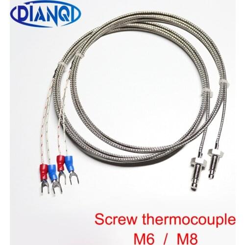 K type E type M6 screw type thermocouple M8 thread thermal resistance temperature sensor temperature line probe temperature line