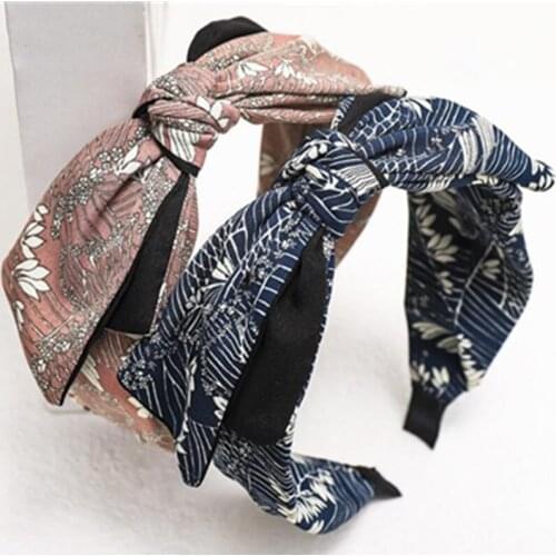 Retro Bowknot Hairband for Women Hair Accessories Big Bow Headband Print Adults Headband European Head Band Women Hair Hoop Bow